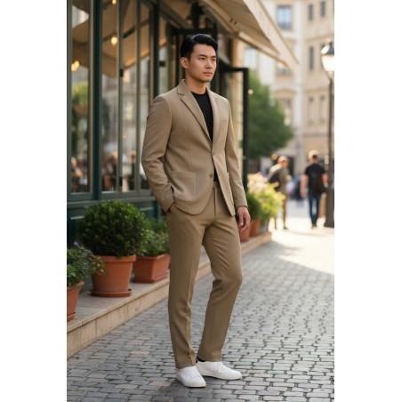 GC LUXURY TALENTO Abito Uomo Giacca Mono petto e Pantalone Beige