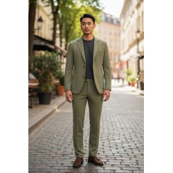 GC LUXURY TALENTO Abito Uomo Giacca Mono petto e Pantalone Verde  2