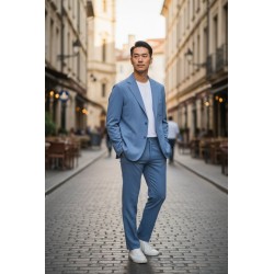 GC LUXURY TALENTO Abito Uomo Giacca Mono petto e Pantalone Azzurro 2