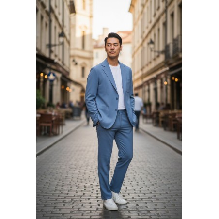 GC LUXURY TALENTO Abito Uomo Giacca Mono petto e Pantalone Azzurro