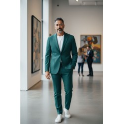 GC LUXURY TALENTO Abito Uomo Giacca Mono petto e Pantalone Petrolio 2