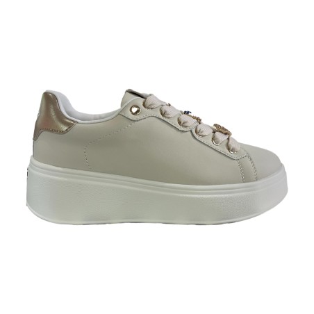 Gold & Gold GB1045 Sneakers Donna Stringate con Accessorio Beige