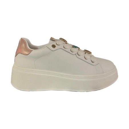 Gold & Gold GB1045 Sneakers Donna Stringate con Accessorio Bianco