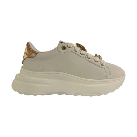 Gold & Gold GB1020 Sneakers Donna Platform Stringate con Accessorio Beige