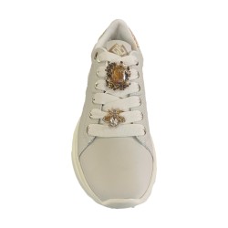Gold & Gold GB1020 Sneakers Donna Platform Stringate con Accessorio Beige 2