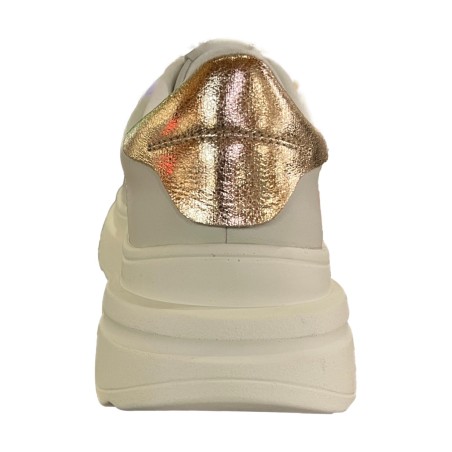 Gold & Gold GB1020 Sneakers Donna Platform Stringate con Accessorio Beige