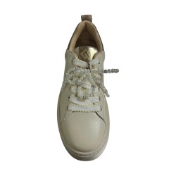 Gold & Gold GB1046 Sneakers Donna Stringate con Accessorio Beige 2