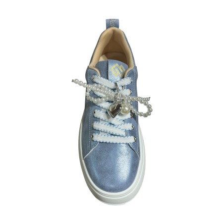 Gold & Gold GB1046 Sneakers Donna Stringate con Accessorio Blu