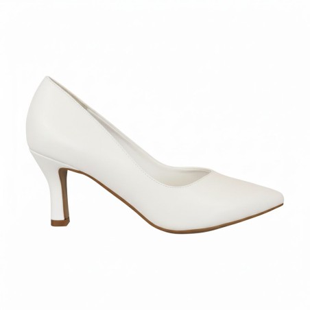 Gold & Gold GD25 Scarpe Donna Décolleté con Scollo a V Tacco Medio Bianco