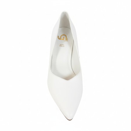 Gold & Gold GD25 Scarpe Donna Décolleté con Scollo a V Tacco Medio Bianco