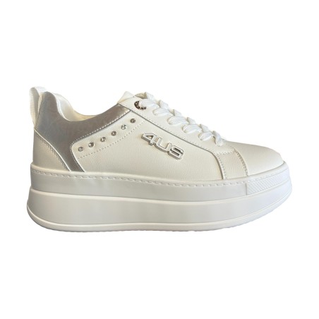 Paciotti 4US 4BX168 Sneakers Donna Platform Stringate con Logo Laterale White/Silver 