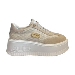 Paciotti 4US 4BV192 Sneakers Donna Platform Stringate con Logo Laterale Beige