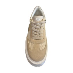 Paciotti 4US 4BV192 Sneakers Donna Platform Stringate con Logo Laterale Beige 2