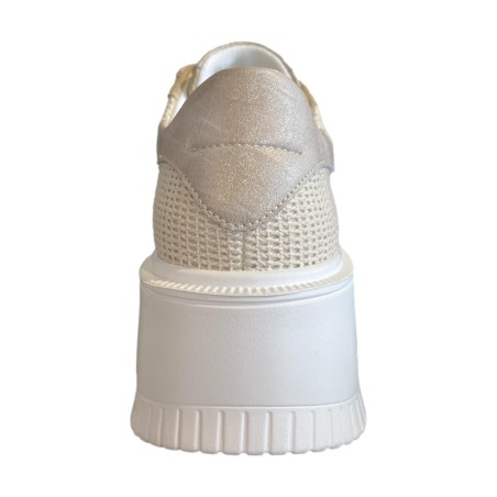 Paciotti 4US 4BV192 Sneakers Donna Platform Stringate con Logo Laterale Beige