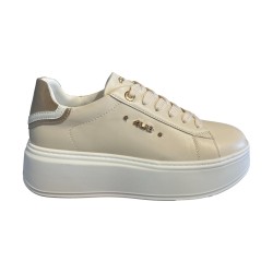 Paciotti 4US 4BX161 Sneakers Donna Platform Stringate con Logo Laterale Beige