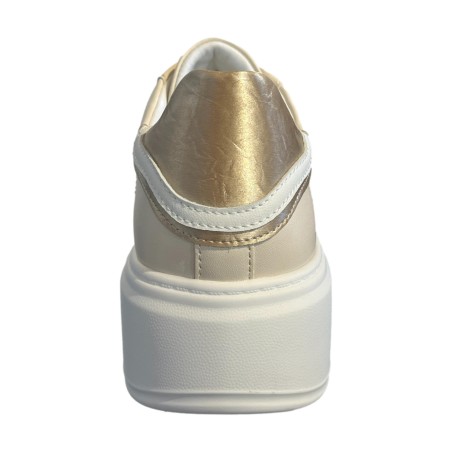 Paciotti 4US 4BX161 Sneakers Donna Platform Stringate con Logo Laterale Beige