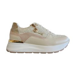 Paciotti 4BX169 Sneakers Donna Stringate con Zip Laterale Beige