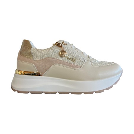 Paciotti 4BX169 Sneakers Donna Stringate con Zip Laterale Beige