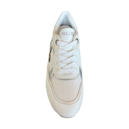 Paciotti 4BX173 Sneakers Donna Stringate con Logo Laterale White/Silver