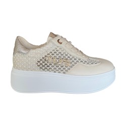 Paciotti 4US 4BX162 Sneakers Donna Platform Stringate con Logo Laterale Beige