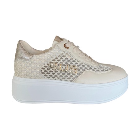 Paciotti 4US 4BX162 Sneakers Donna Platform Stringate con Logo Laterale Beige
