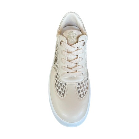 Paciotti 4US 4BX162 Sneakers Donna Platform Stringate con Logo Laterale Beige