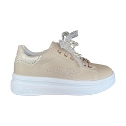 Paciotti 4US 4BX167 Sneakers Donna Platform Stringate con Accessorio Beige