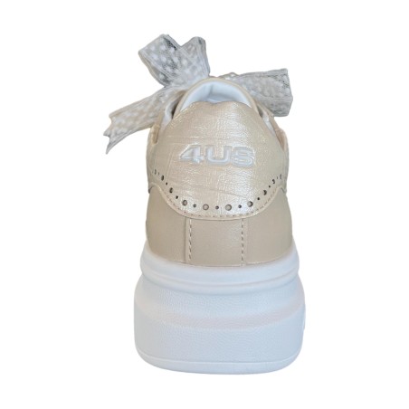 Paciotti 4US 4BX167 Sneakers Donna Platform Stringate con Accessorio Beige