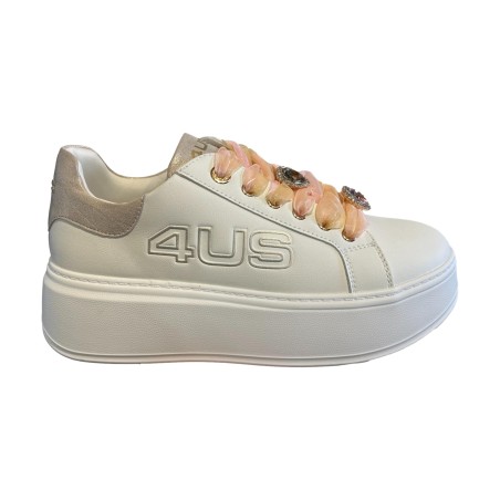 Paciotti 4US 4BX160 Sneakers Donna Platform Stringate con Accessori White/Gold