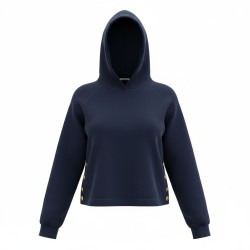 BLASH BS1720003 Felpa Interlock Donna con Cappuccio e Bottoni Blu 