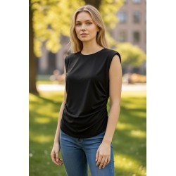 BLASH BS1710101 Blusa in Maglia Donna Arricciata Nero 2
