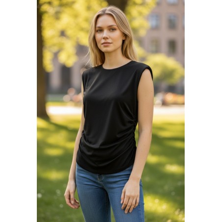 BLASH BS1710101 Blusa in Maglia Donna Arricciata Nero