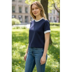 BLASH BS1720001 T-shirt Manica Corta Interlock con Bottoni Blu 2
