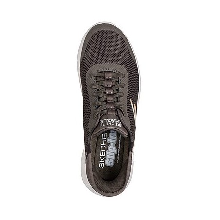SKECHERS 216324 GO WALK FLEX-HAND UP  Sneakers Uomo Stringate Slip Ins Brown