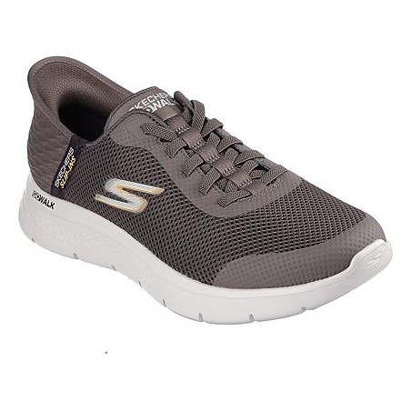 SKECHERS 216324 GO WALK FLEX-HAND UP  Sneakers Uomo Stringate Slip Ins Brown