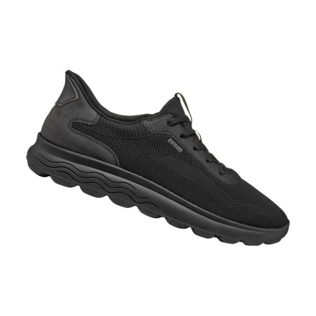 Geox U SPHERICA PLUS A U55MPA Sneakers Uomo con Lacci Elastici Fast in System Nero