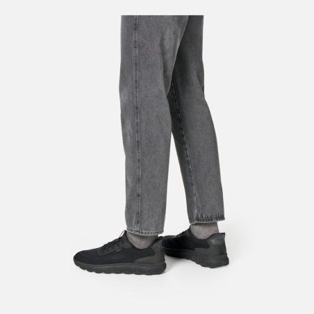 Geox U SPHERICA PLUS A U55MPA Sneakers Uomo con Lacci Elastici Fast in System Nero