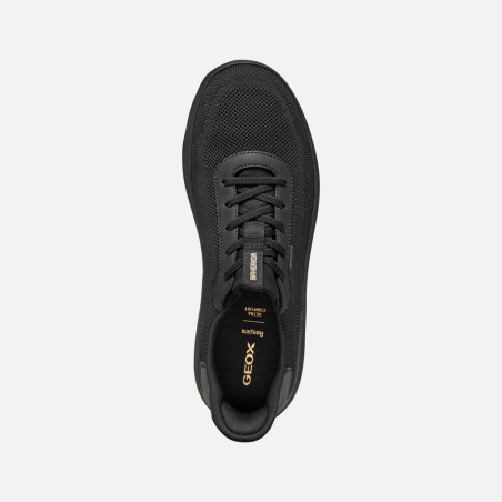 Geox U SPHERICA PLUS A U55MPA Sneakers Uomo con Lacci Elastici Fast in System Nero