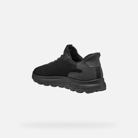 Geox U SPHERICA PLUS A U55MPA Sneakers Uomo con Lacci Elastici Fast in System Nero