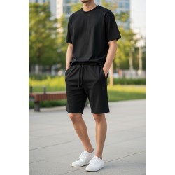 URBAN RING UR1120071 Bermuda Felpa Basic Uomo Nero 2