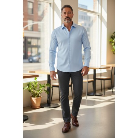 Urban Ring UR1130007 Camicia Uomo Collo Italiano Celeste