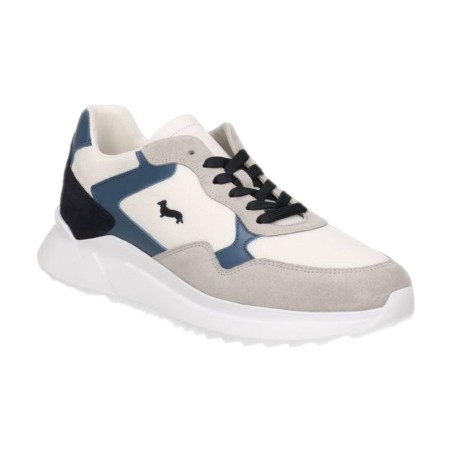 Harmont&Blain 130 BM0 Sneakers Uomo Stringate In Vero Camoscio e Tessuto Grigio Bianco