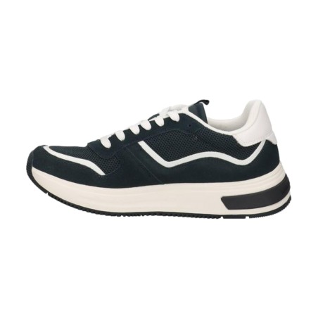 Harmont&Blain 050 BM0 Sneakers Uomo Stringate In Vero Camoscio e Tessuto Blu Bianco