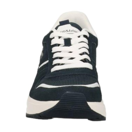 Harmont&Blain 050 BM0 Sneakers Uomo Stringate In Vero Camoscio e Tessuto Blu Bianco