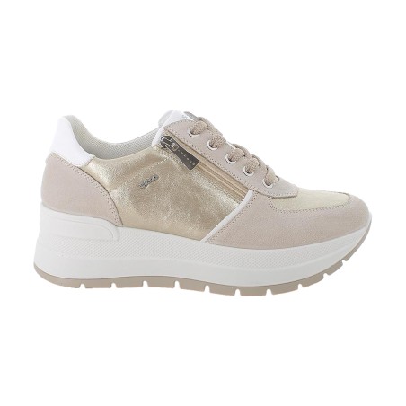 IGI&CO 1157111 Sneakers Donna Alte Stringate con Zip Laterale Beige/Platino