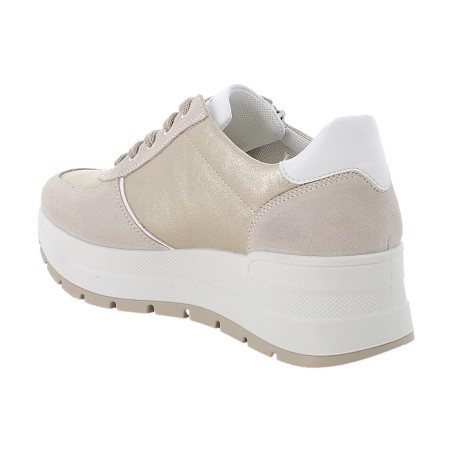 IGI&CO 1157111 Sneakers Donna Alte Stringate con Zip Laterale Beige/Platino