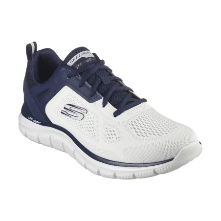 SKECHERS 232698 TRACK - BROADER Sneakers Uomo Stringate Off White/Blu