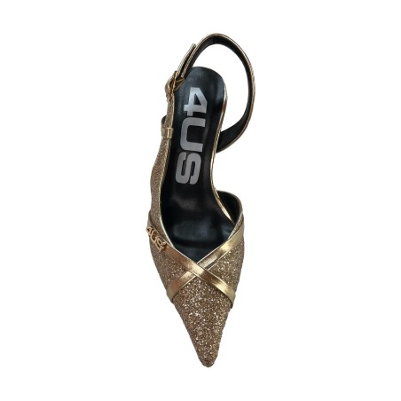 Paciotti 4US 4K2606 Décolleté Slingback Strass Donna Tacco Alto Gold