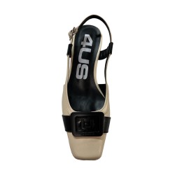 Paciotti 4US 4K2615 Décolleté Slingback Donna Tacco Medio Beige/Nero 2