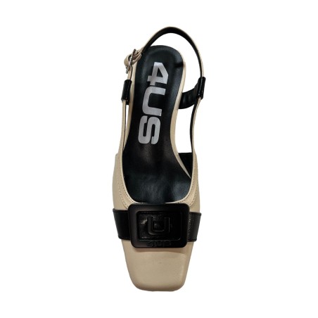 Paciotti 4US 4K2615 Décolleté Slingback Donna Tacco Medio Beige/Nero